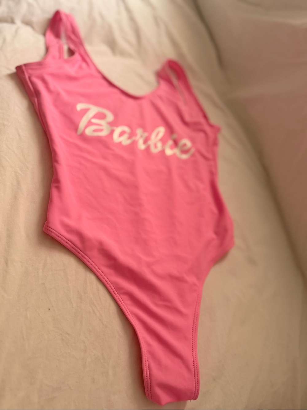 Barbie Pink One-Piece Swimsuit with White Logo